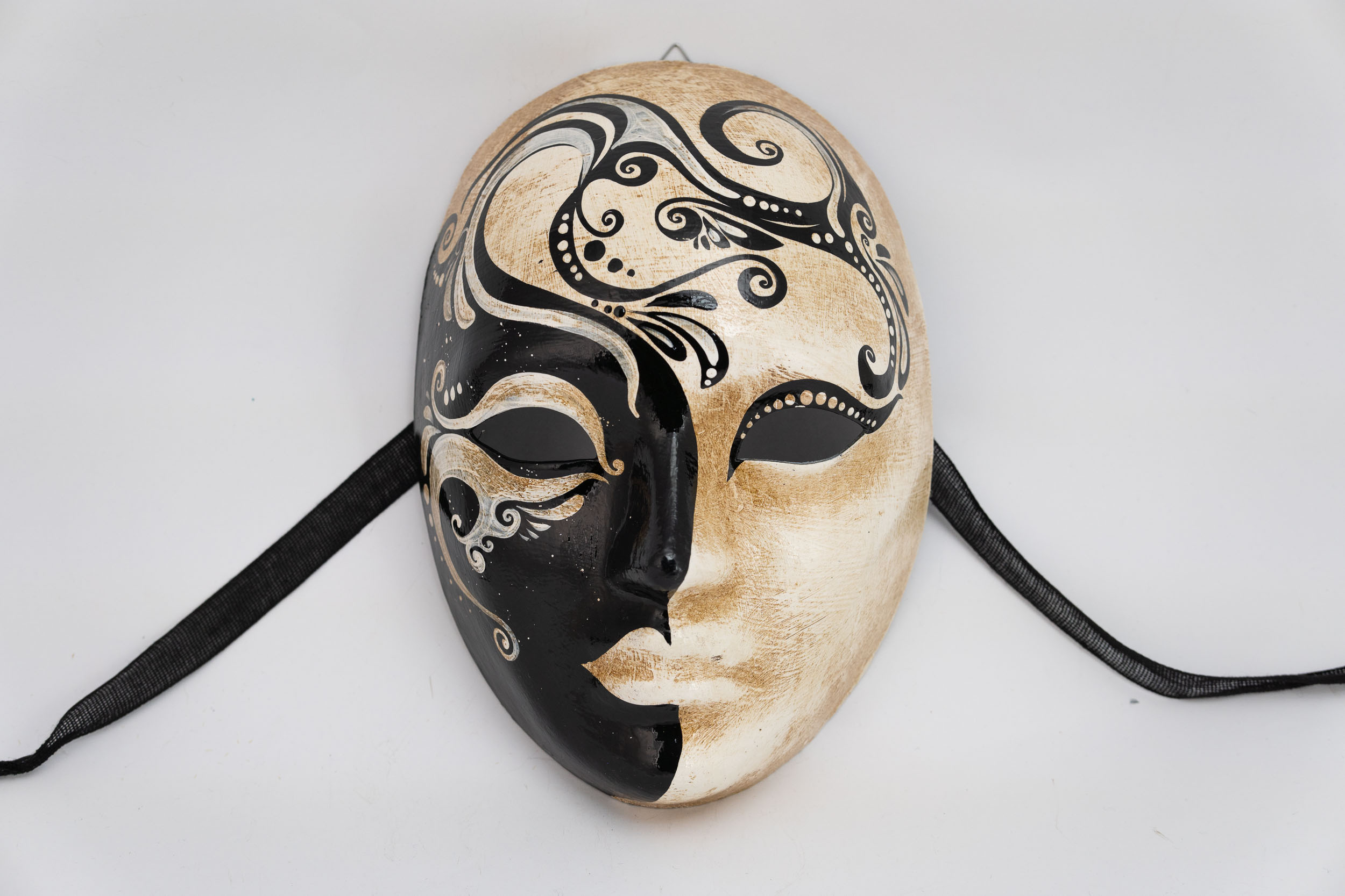 Bauta Full Face White Venetian Party Mask Masquerade - Silver