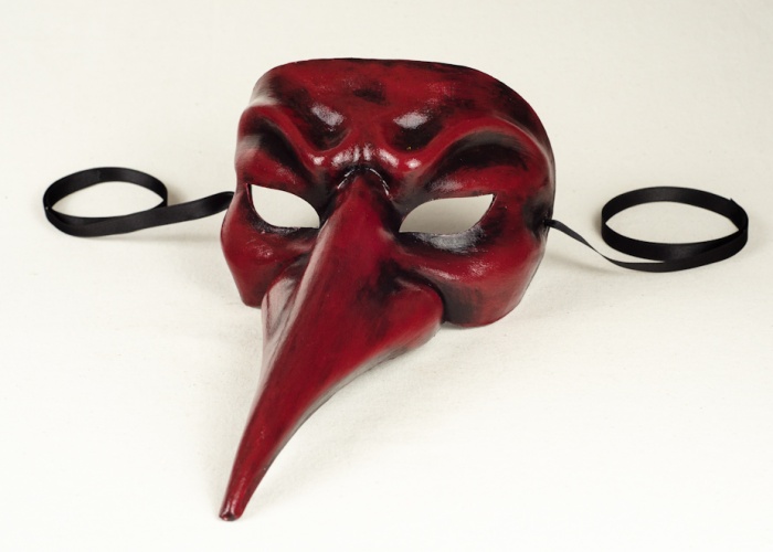 maschera naso lungo rosso e nero