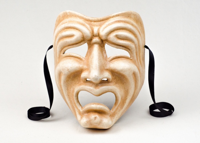Tragedy face mask antiqued